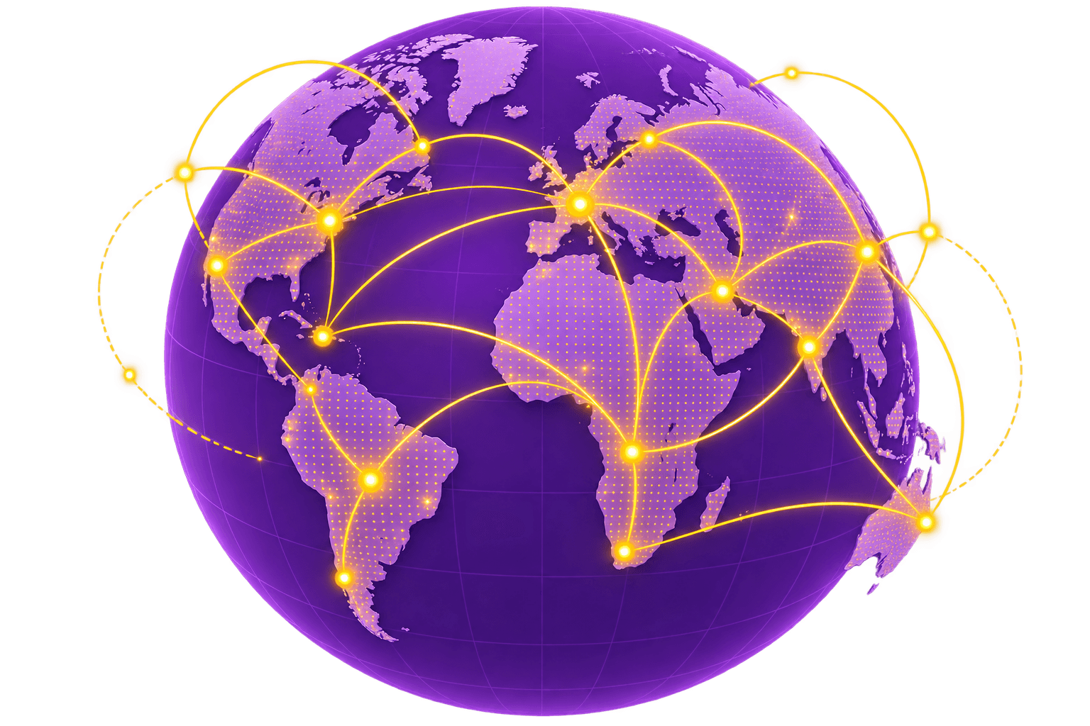 Globe showing Eavie's network of cities worldwide